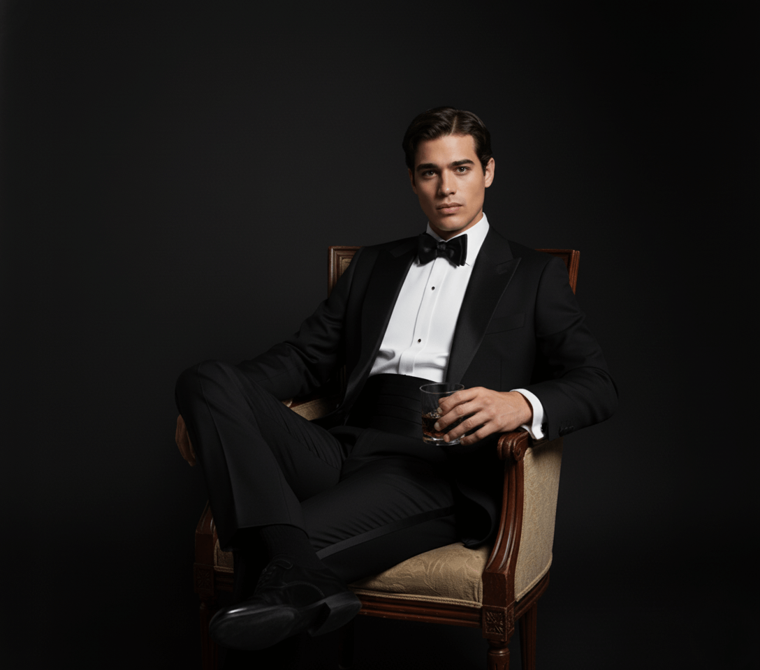 Editorial AI fashion Photography For a tuxedo brand by posemelabs la 1 1